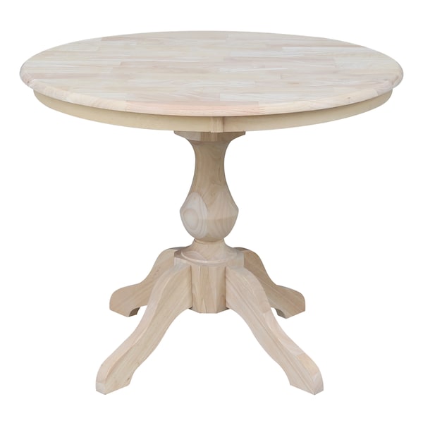 International Concepts Round 36 in Round Top Pedestal Table, 28.9 inH, Unfinished, 36 W, 36 L, 29.9 in H, Wood, Unfinished K-36RT-11B - main